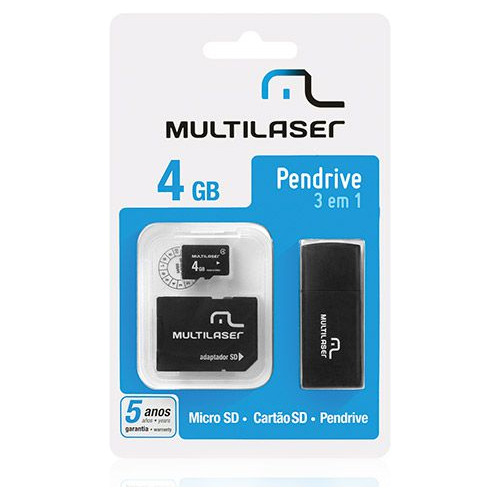 Kit Multilaser Cartão De Memória 4gb Micro Sd E Pen Drive