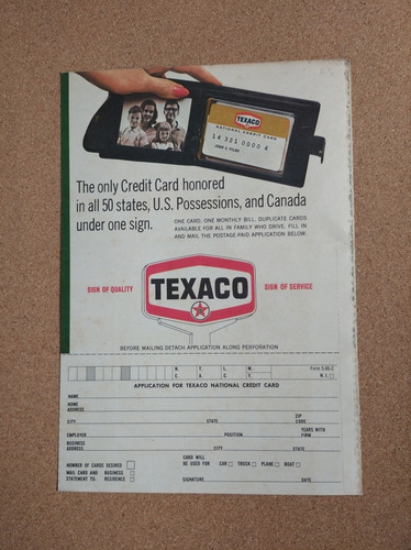 Cupón Texaco Años 60s