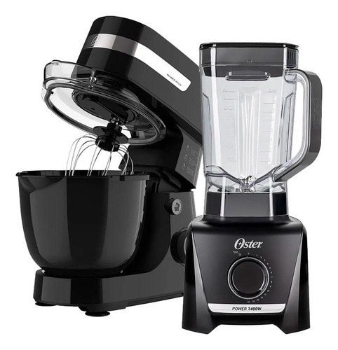 Kit Batedeira Planetária Oster Black E Liqui 1400 Full Ii Cor Preto 127V