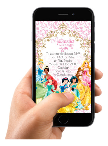 Invitacion Personalizada Formato Digital - Princesas Disney