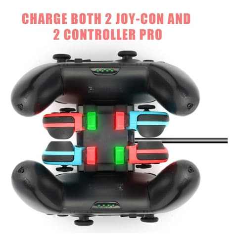 Pack Cargador 6 En 1 Para Joy-con Y Pro Controllers Switch