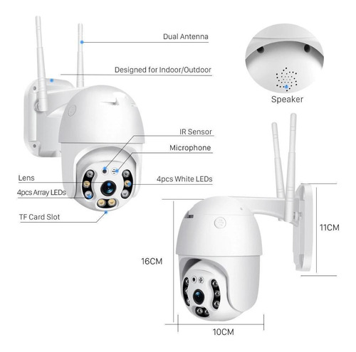 Câmera Speed Dome Ip Wifi Hd 1080p Detecção Movimento
