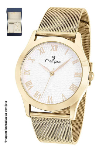 Relógio Champion Feminino Cn24682w Dourado + Semijoia