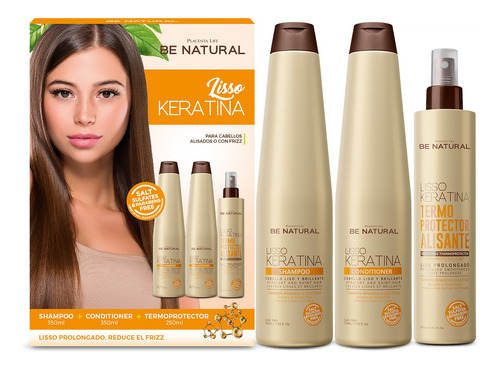 Be Natural Lisso Keratina Shampoo + Conditioner+ Termoprotec