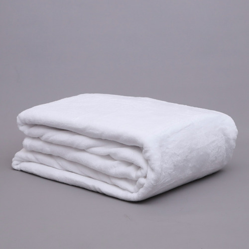 Frazada Flannel De Piel Queen Size Classic Super Suave Liso Blanco