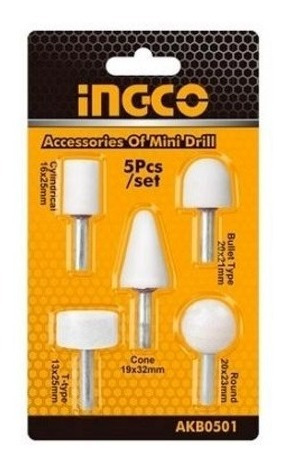 Piedras Fresas Abrasivas Para Dremel Juego 5pcs Ingco