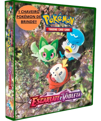 Fichário Pasta Álbum Pokemon + 05 Folhas + 6 Cards + Brinde 