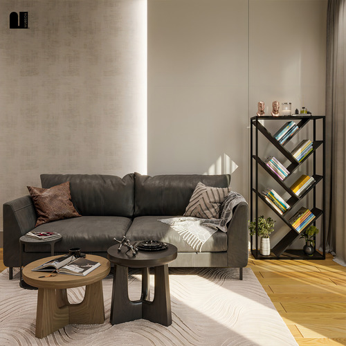 Estante diagonal de nogueira com 7 prateleiras Prateleira de madeira MDF | Mubson Color Brown