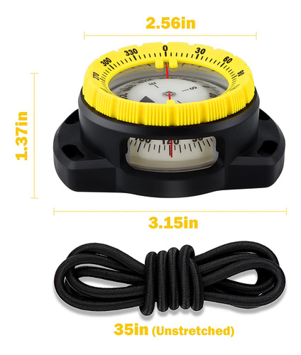 Brújula De Buceo 5atm Marca Xyz Modelo Abc Impermeable Amarillo