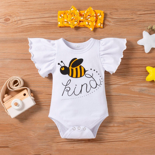 Mono C Para Niña Pequeña A1648, Ropa Con Estampado De Abeja
