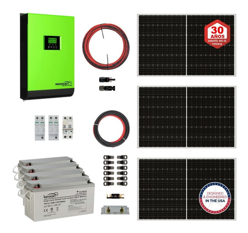 Kit Híbrido Energia Solar Renogen Inversor 4kw 4000wh X Día