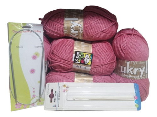 Pack 5 Ovillo De Lana Color Para Tejer Taza Palillo Crochet 