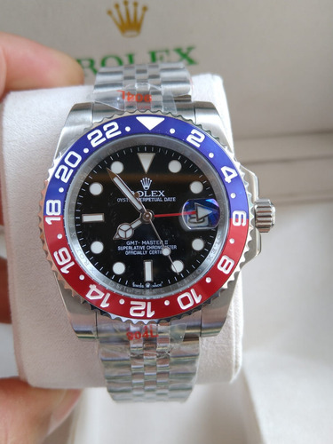 Reloj Rolex Rolex Gmt Master 2 Pepsi Plateado Azul Y Rojo Negro (Usado)