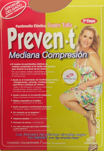 Pantimedia Prevent Compresión Media Grosor Delga Súper Talla