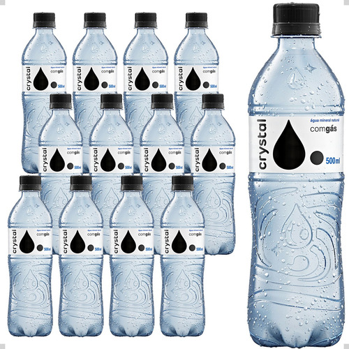 Agua Mineral Com Gás Legítima Crystal Garrafa 500ml -12 Und