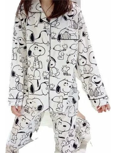 Pijama Japonés De Manga Larga De Mujer De Snoopy De Dibujos