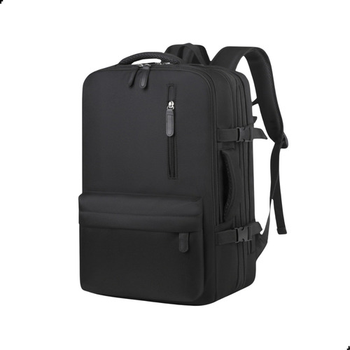 Mochila De Viagem Executiva Expansível Porta Usb Unissex Cor Preto Desenho Do Tecido Lisa