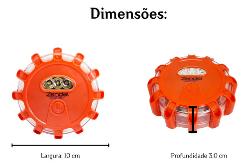 Sinalizador De Led A Pilha 9 Efeitos Vermelho Com Imã Zd-sl