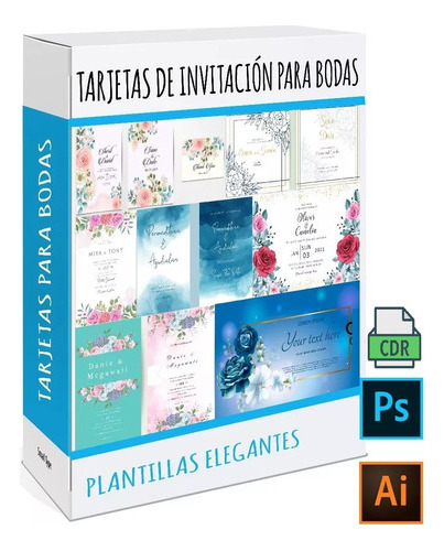 Kit Tarjetas Invitaciónes Boda Elegantes Plantillas Vectores