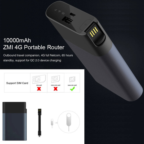 Modem Portatil Wifi 4g Lte + Power Bank 10000mah Zmi + Case