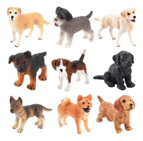 Set Of 9 Miniature Dog Figures, Realistic Gifts