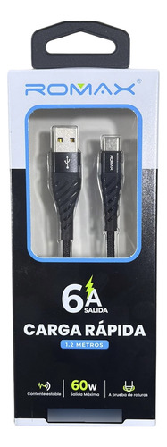Cable Usb Romax Tipo C 1.2m Carga Rápida