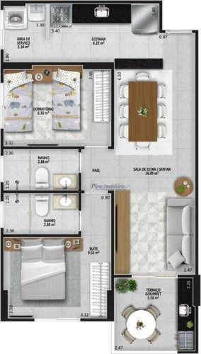 Imagem 17 de 29 de Apartamento Com 2 Dormitórios Sendo 1 Suíte, À Venda, 63 M² Por R$ 357 Mil - Aviação - Praia Grande/sp - Ap0857