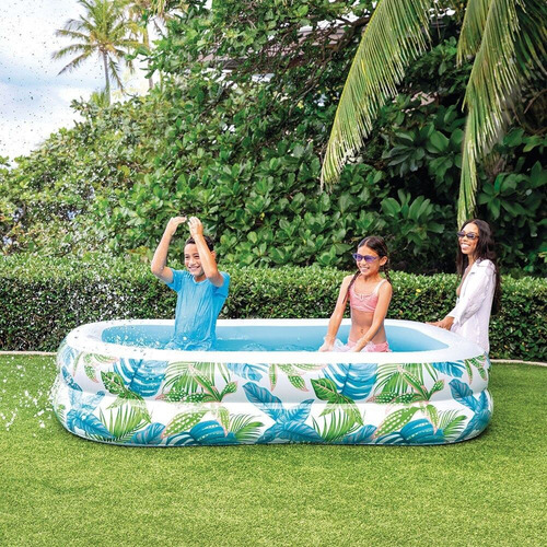 Alberca Inflable Piscina Rectangular Niños Intex 229 X 152cm Color Multicolor