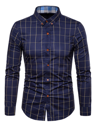 Camisa A Cuadros Para Hombre De Negocios Y Casual