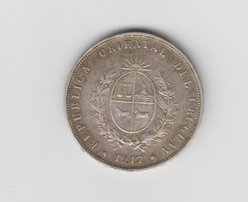 Moneda Uruguay 50 Centesimos Año 1917 Plata Excelente