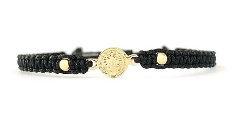 Pulsera Medalla San Benito Oro De 18 Kilates