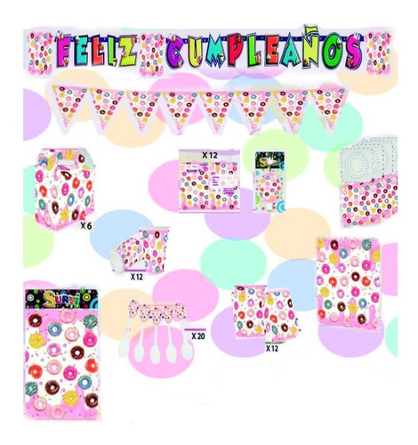 Kit Decoración Infantil Fiesta Donas 24 Invitados