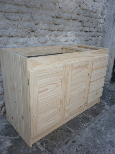 Imagen 6 de 10 de Bajo Mesada De Madera Pileta Bacha Cocina Guias Metalicas !