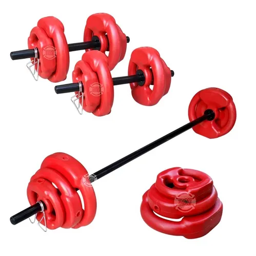 comprar Kit Barra + Mancuernas + Discos 40k Manija Pump Pesas 