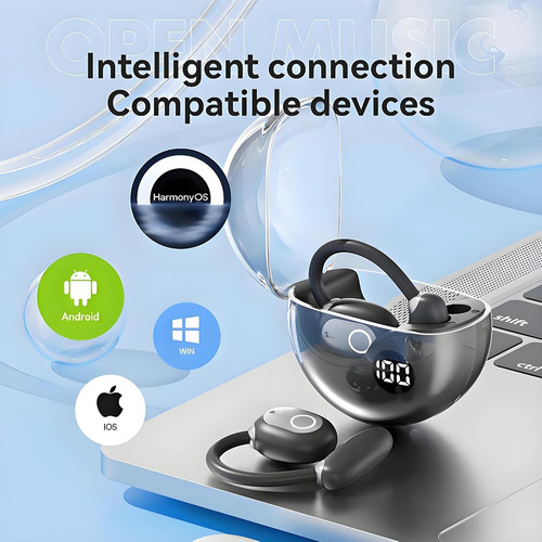 Auriculares Deportivos Inalámbricos Oído Abierto Bluetooth 5.4 HiFi – Lesiri M80 con Micrófono Integrado para Gaming, Deportes, Llamadas y Música