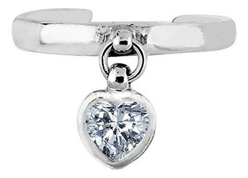 Anillo Para Pie - Sterling Silver Dangling Heart Shape Cz Cu