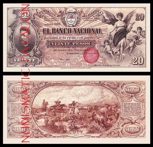 Billete 20 Pesos Banco Nacional 1888 - Copia 1095