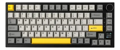 Teclado Epomaker Ajazz Ak820 Pro Com Tela Tft Rgb Preto E Cinza Com Teclas Amarelas