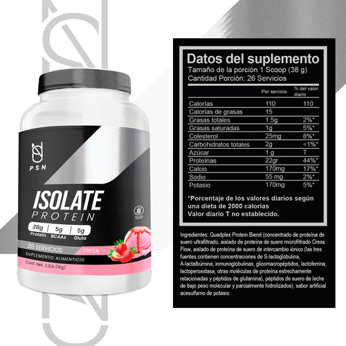 Suplemento En Polvo Psn Whey Protein Mass Gainer 1 Kg Fresa