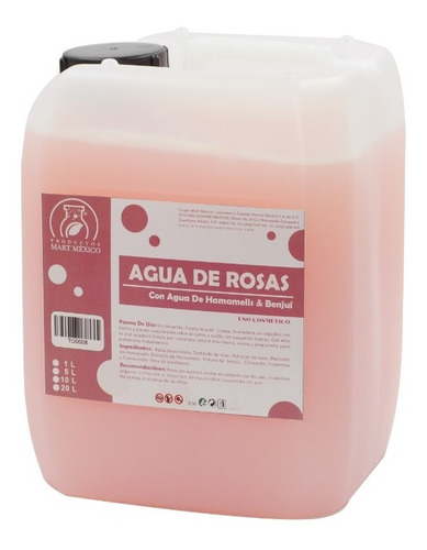 Agua De Rosas Con Hamamelis, Benjui Y Aloe Vera (20 Litros)
