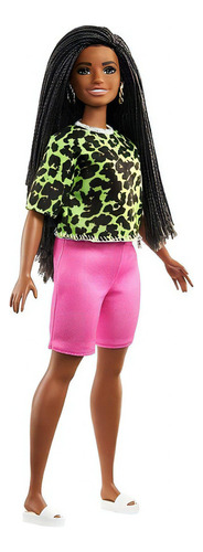 Cabello trenzado curvilíneo negro de Barbie Fashionistas 144