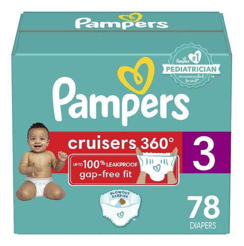 Pampers Cruisers 360° Pants - Pañales Etapa 3, 78 Piezas.