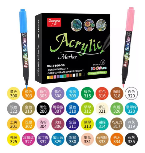 . Juego De Rotuladores De Colores Acrílicos De 36 Colores F