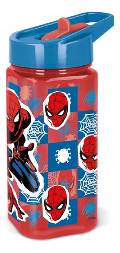 Botella Pico Y Agarre 510 Ml Spiderman 1107 Playking Color Azul Y Rojo