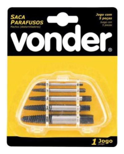Jogo De Saca-parafusos Em Aço Carbono Com 5 Peças Vonder