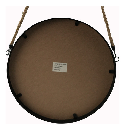Espejo Redondo Decorativo Con Marco Negro Colgante 40cm