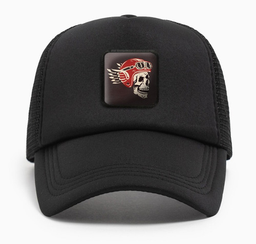 Gorra Trucker Motor Club Moto Calavera Casco Alas Mot43