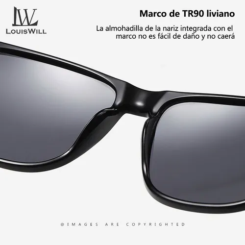 Lente De Sol Polarizados Louiswill Negros Cl sicos De Hombre