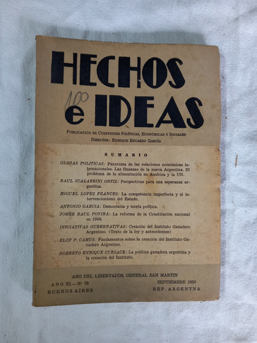 Hechos E Ideas 1950 Scalabrini Ortíz Lopez Frances Poviña 