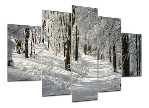 Kit Placas Quadros Decorativos 5 Pçs 3d Borda Infinita Neve